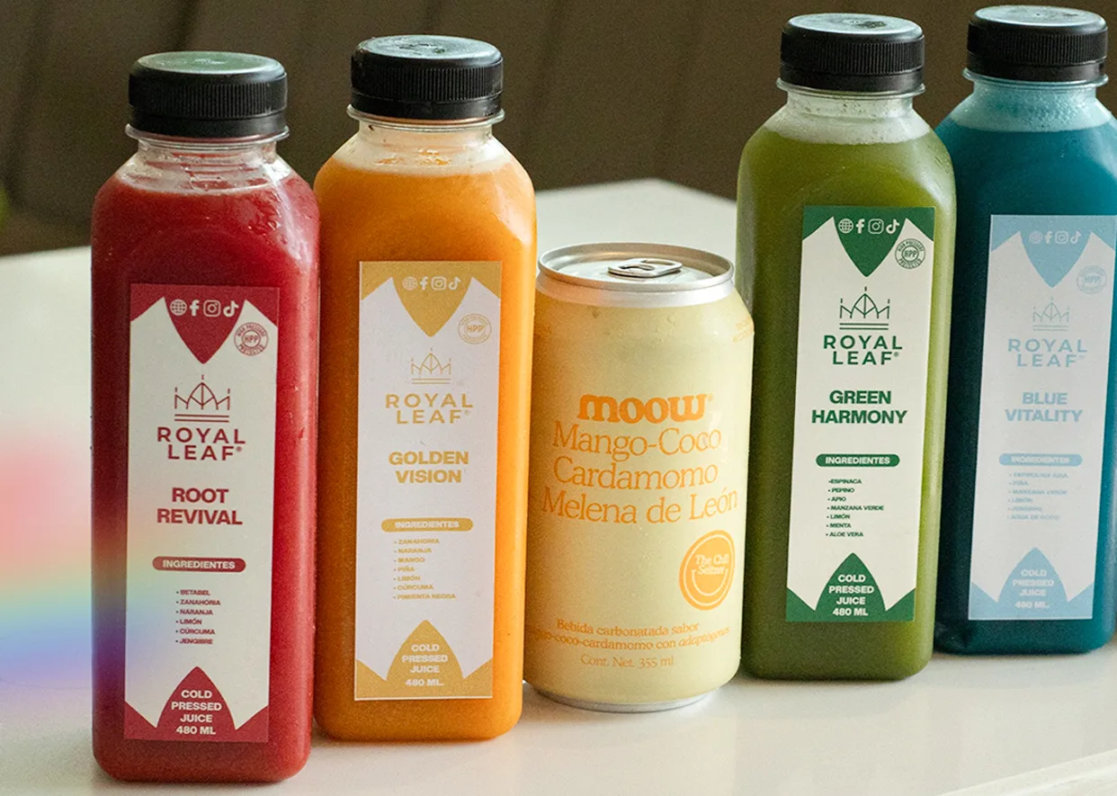 Jugos cold pressed de Royal Leaf y Moow